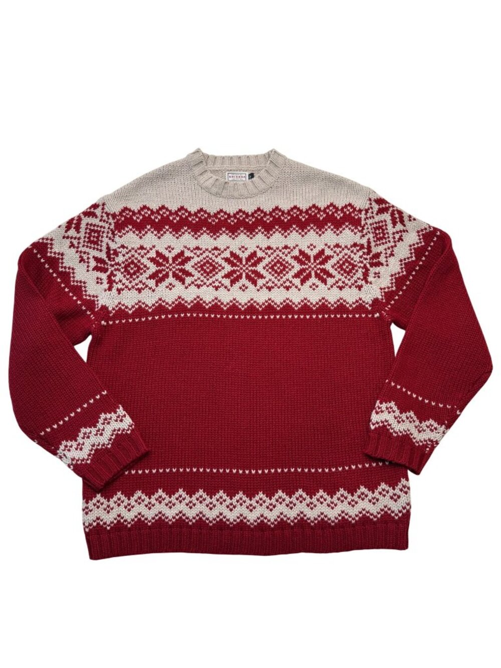 Vintage Arizona Wool-blend Fair Isle Grandpa Crewneck‎ Sweater Maroon Tan Size L